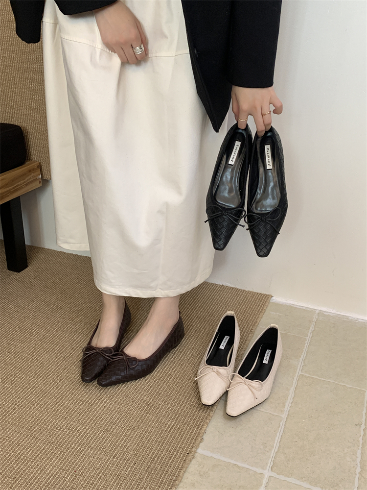 2025-autumn-new-wedge-mary-jane-shoes-for-women-woven-comfortable-commuter-high-heels-bow-shallow-mouth-single-shoes 2025 Autumn New Wedge Mary Jane Shoes for Women Woven Comfortable Commuter High Heels Bow Shallow Mouth Single Shoes