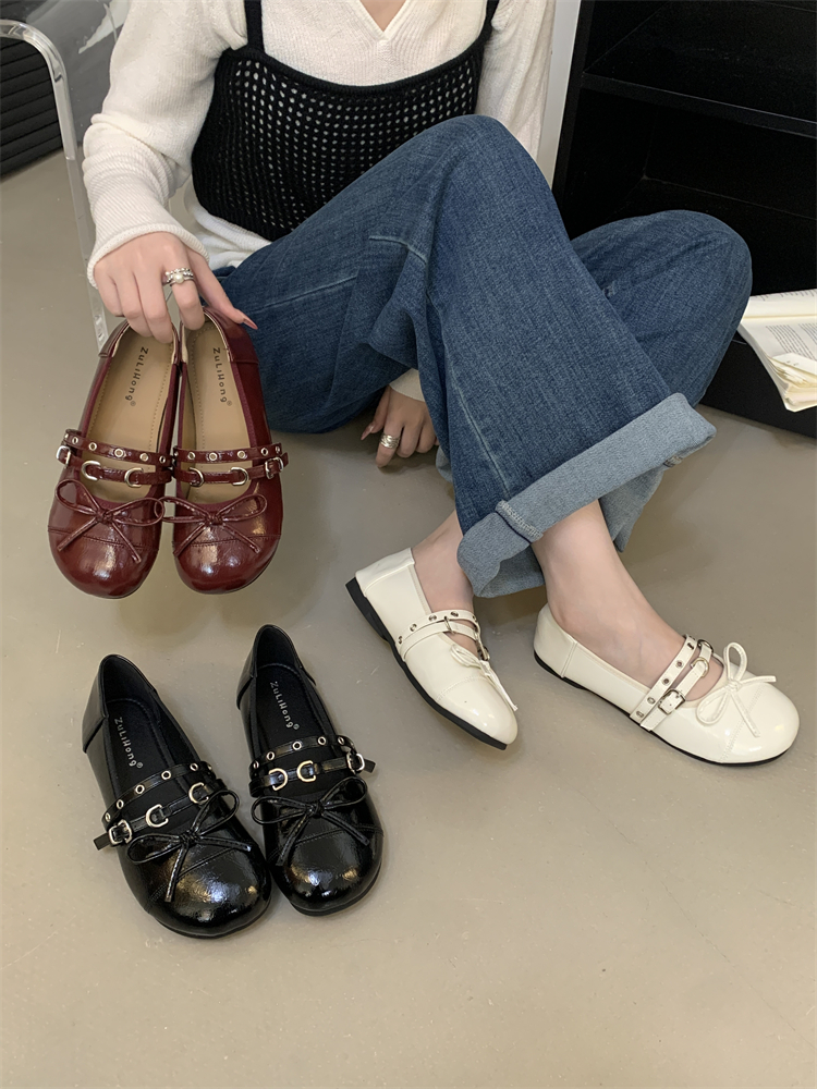 2026-spring-retro-bow-mary-jane-shoes-women-one-strap-red-low-heel-pu-leather-flats 2026 Spring Retro Bow Mary Jane Shoes Women One-Strap Red Low Heel PU Leather Flats