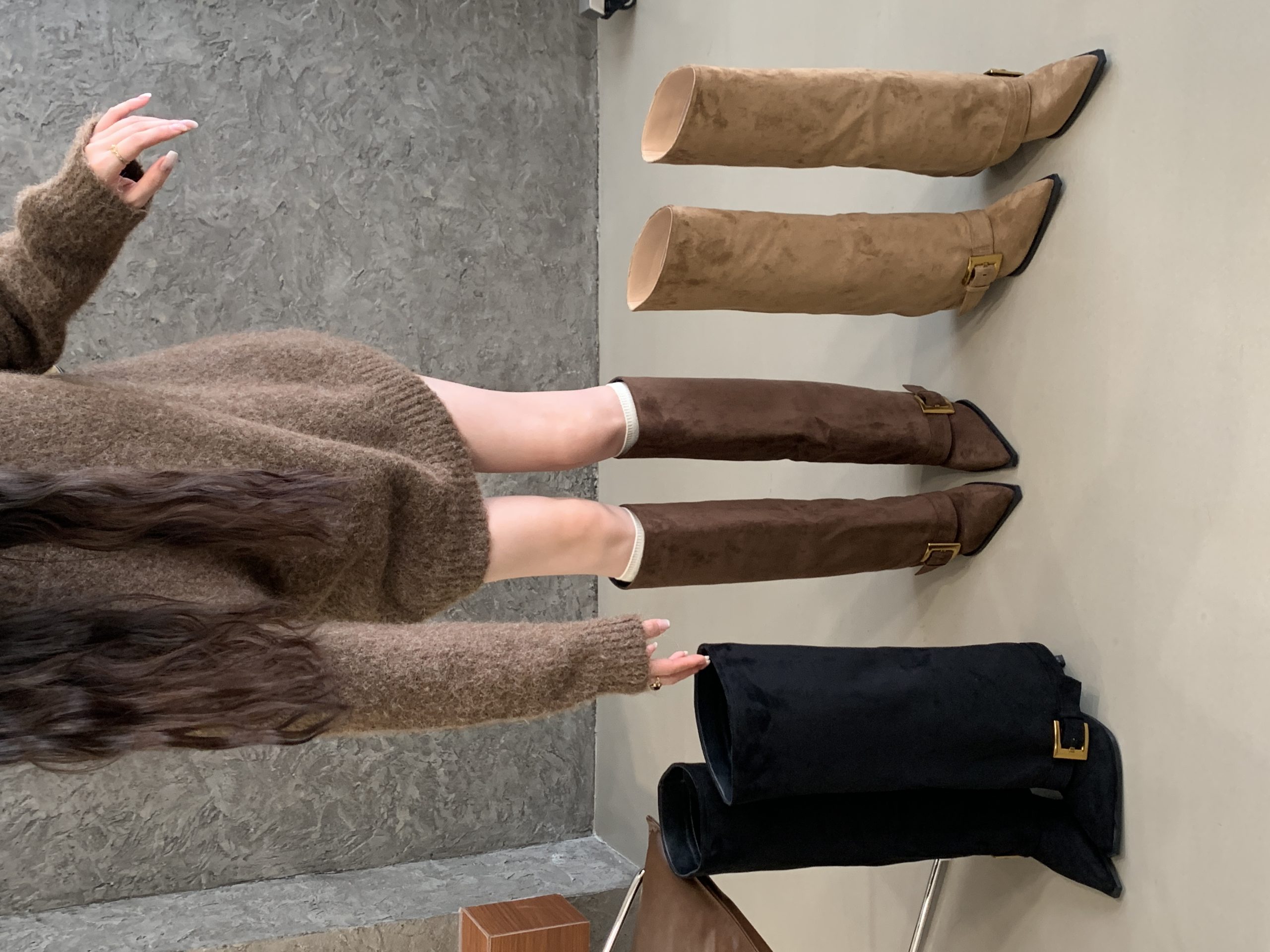 bubufly-womens-pointed-toe-high-heel-over-the-knee-boots-2025-fall-fashion-suede-buckle-strap-tall-boots BUBUFLY Women's Pointed Toe High Heel Over-the-Knee Boots 2025 Fall Fashion Suede Buckle Strap Tall Boots