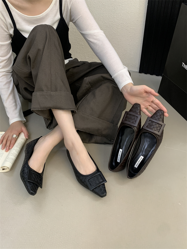 French Style Pointed Toe Flats 2025 Autumn New Women's Casual Shoes