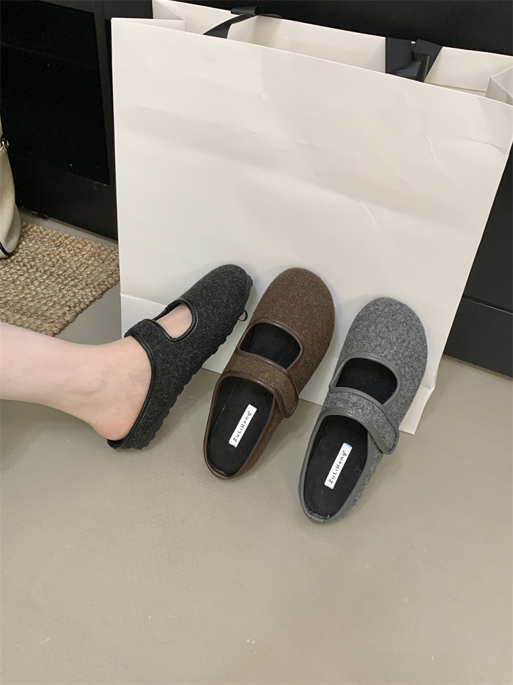 Women's Casual Faux Fur Mule Slippers with Strap - Non-Slip Flat Shoes for Daily Wear